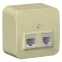 Розетка открытой установки BLANCA двойная, компьютерная RJ45, кат.5E + телефонная RJ11, с изолирующей пластиной, белый, бежевый