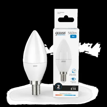 Лампа светодиодная LED 8 Вт 560 лм 6500К свеча холодный E14 AC 220В Elementary Gauss