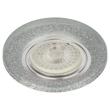 Светильник декор стекло круглое MR16,12V/220V, 50W, хром/серебряный блеск DK7 CH/SHSL