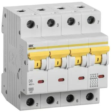 Выключатель автоматический ВА47-60M 4Р 6А 6кА D