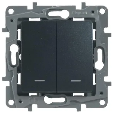 ETIKA Переключатель двухклавишный с подсветкой антрацит автоматические зажимы 10AX