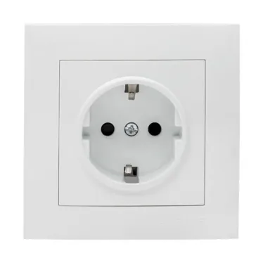 Валенсия розетка 1-местная с/з 16А белая с защ. штор.