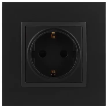 Розетка 2P+E Schuko, 16А-250В, Эра Elegance, антрацит, 14-2101-05