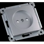 MASTER Розетка одноместная со шторками, скрытой установки, в рамку, серебро