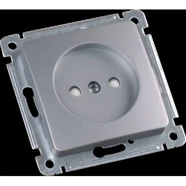 MASTER Розетка одноместная со шторками, скрытой установки, в рамку, серебро