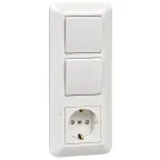 ПРИМА Блок 1клавиша/1клавиша/розетка с заземлением скрытый белый