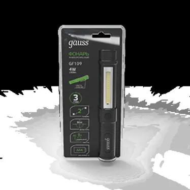 Фонарь светодиодный ручной 4 Вт 200 лм Черный IP33 на батарейках 3xААА GFL Gauss