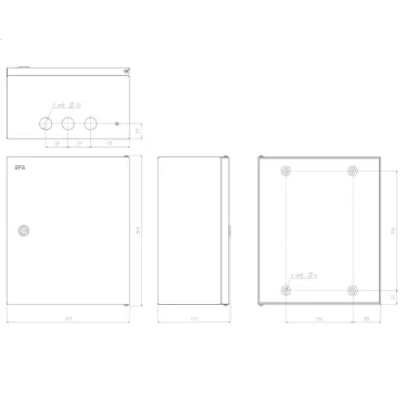 Щит металлический с монтажной панелью (360x300x175) IP54 У2 серый SIMPLE ЩМПг-03 ЭРА
