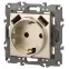 Розетка 2P+E 16A-250В, штор. с 2xUSB 5В-3А, Эра Elegance, шампань 14-4109-04