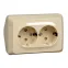 ЭТЮД Розетка угловая двойная открытой установки с заземлением со шт. 16А 250B,кремовый