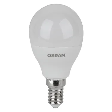 Лампа светодиодная LED 7 Вт E14 6500К 560Лм шарик 220 В (замена 60Вт) OSRAM упак 5 шт