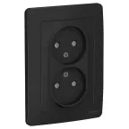 BLANCA скрытой установки розетка двойная без заземления со шторками, 16А, 250В, антрацит