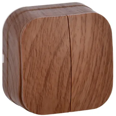 GLORY Выключатель двухклавишный наружный дуб 10А