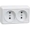 ОКТАВА Розетка двойная наружная без заземления белая