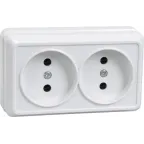 ОКТАВА Розетка двойная наружная без заземления белая