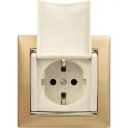 VALENA Розетка с заземлением с крышкой в рамку слоновая кость