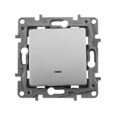 ETIKA Переключатель одноклавишный с подсветкой алюминий автоматические зажимы 10AX