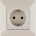 Valena LIFE Розетка силовая 2К+З 16А 250В со шторками безвинтовые зажимы с лицевой панелью слоновая кость
