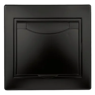 Розетка 2P+E Schuko с крышкой, 16А-250В, IP20, СУ,антрацит 1-203-05 Intro