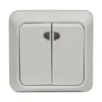 Рим Выключатель двухклавишный с индикатором 10А белый