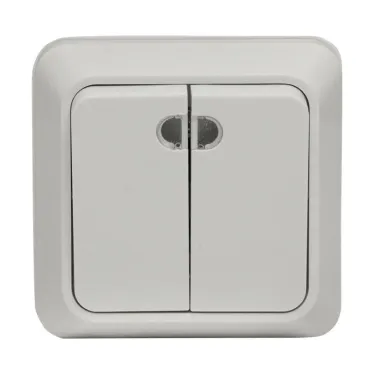 Рим Выключатель двухклавишный с индикатором 10А белый