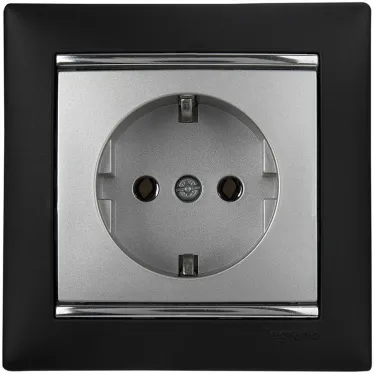 VALENA Розетка с заземлением в рамку алюминий