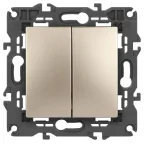 Выключатель двойной, 10АХ-250В, Эра Elegance, шампань,14-1104-04