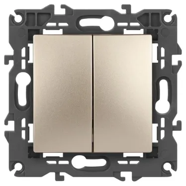 Выключатель двойной, 10АХ-250В, Эра Elegance, шампань,14-1104-04