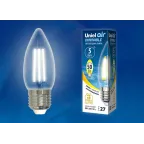 LED-C35-5W/WW/E27/CL/DIM GLA01TR Лампа светодиодная диммируемая. Форма свеча, прозрачная. Серия Air. Теплый белый свет (3000K). Картон. ТМ