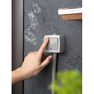 Выключатель 1-клавишный с индикатором 10А Мурманск серый