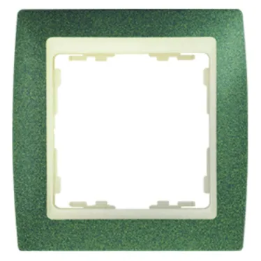 Рамка на 3 поста S82 зеленая текстура - слоновая кость