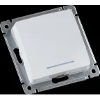 Выключатель одноклавишный, с индикацией, скрытой установки, в рамку, белый