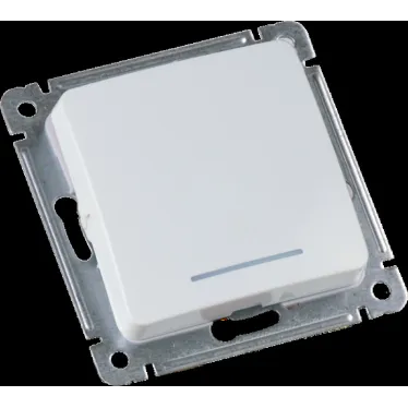 Выключатель одноклавишный, с индикацией, скрытой установки, в рамку, белый