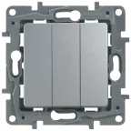 ETIKA Выключатель трехклавишный алюминий 10АХ