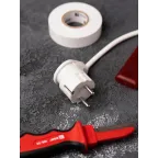 Вилка угловая с заземлением белая 16А 250В