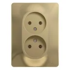 GLOSSA Розетка двойная без заземления в сборе титан