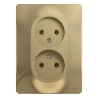 GLOSSA Розетка двойная без заземления в сборе титан