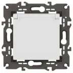 Розетка 2P+E Schuko со шторками с крышкой, 16А-250В, Эра Elegance, белый, 14-2103-01