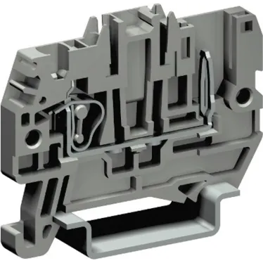 Клемма со штыревым контактом пружинная проходная серая 2.5кв.мм