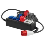 Удлинитель силовой IND380-SF-4e-5x4-20m-IP44 380В на каучуковой колодке 4 розетки 1xCEE 5P/3xSCHUKO 20м КГ 5х2,5