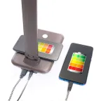 Светильник настольный светодиодный 25w 3000-6000К диммируемый с беспроводной зарядкой и USB порт складной коричневый