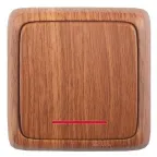 Переключатель одноклавишный наружный с изоляционной пластиной с индикацией дуб 10А