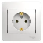 GLOSSA Розетка с заземлением в сборе белая