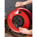 Удлинитель на катушке Гефест 2.0 4 гнезда 50м с заземлением и предохранителем КГ 3x1.5 16А/3.5кВт PROxima