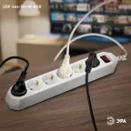 Сетевой фильтр (белый) с заземл, 3x0,75мм2, с выкл, 6гн, 5м USF-6es-5 м-W-BOX