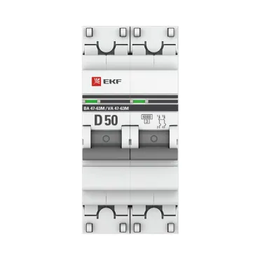 Автоматический выключатель 2P 50А (D) 6кА ВА 47-63M c одним магнитным расцепителем