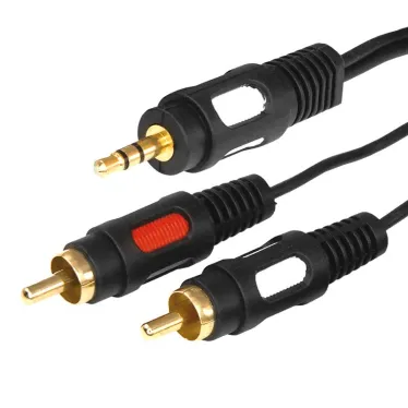 Аудио кабель 3.5 мм - 2 RCA, 1.5 м, GOLD