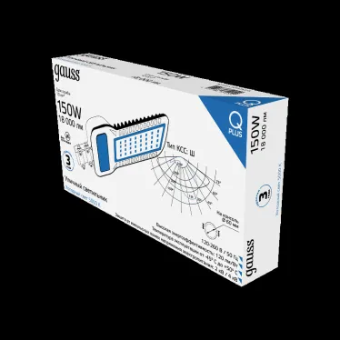 Светильник уличный консольный ДКУ 150 Вт 18000 лм 5000К AC 220В IP65 535х260х64мм широкая КСС Ш Qplus Gauss