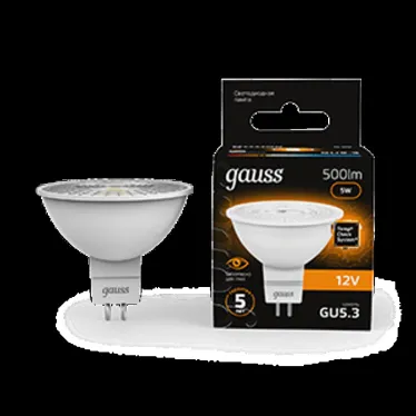 Лампа светодиодная LED 5 Вт 500 лм 3000К софит MR16 теплый GU5.3 AC/DC 12В низковольтная Black Gauss