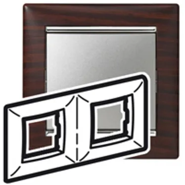 VALENA Рамка 2 поста горизонтальная темное дерево/серебро